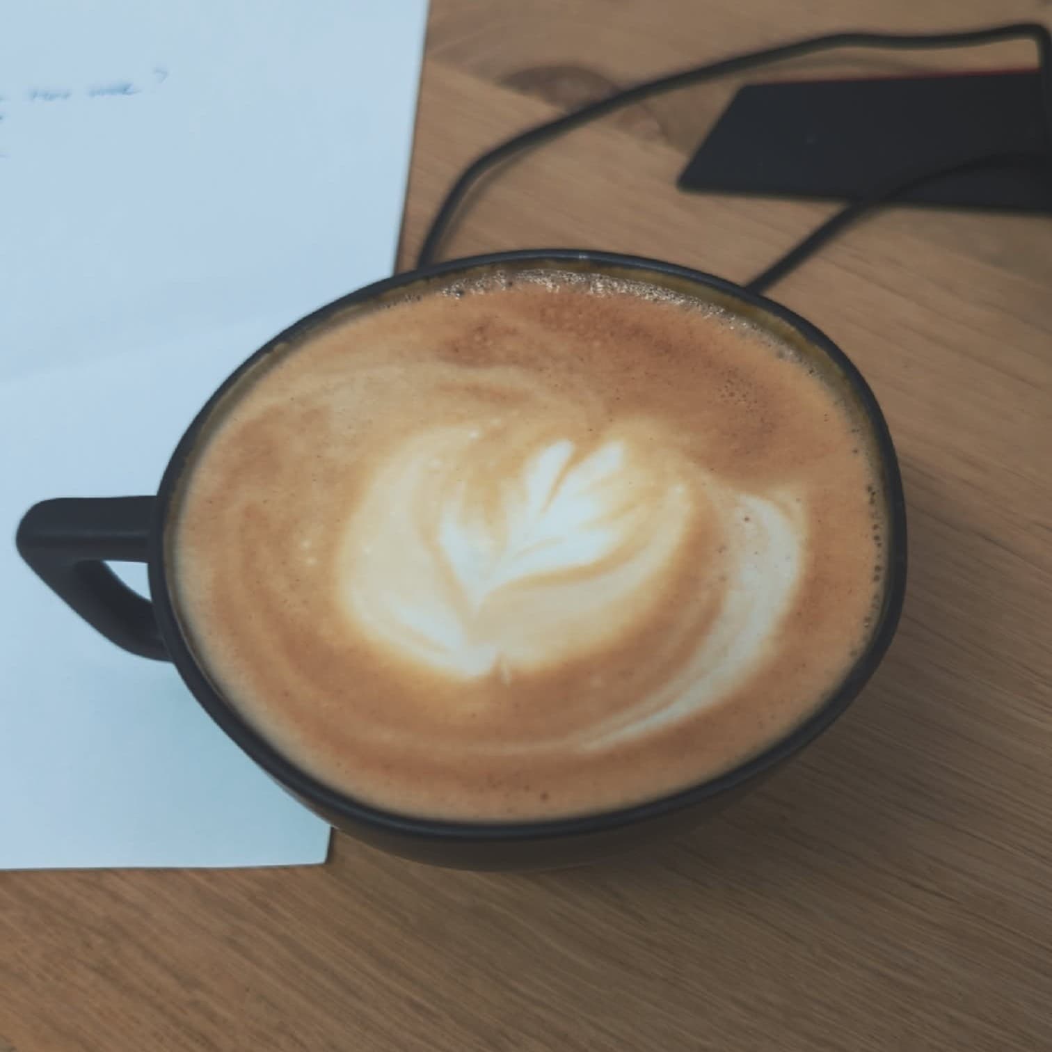 Cozy coffee shop workspace